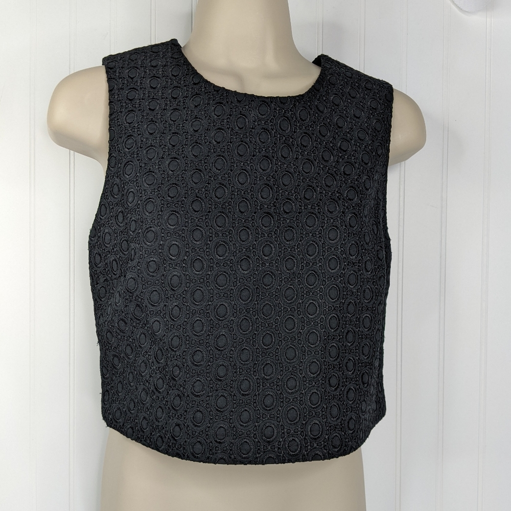THEORY Yuranda Black Eyelet Tank Sz S - Picture 6 of 11